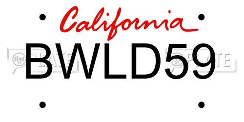 BWLD59 California License Plate
