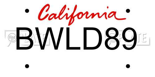 BWLD89 California License Plate