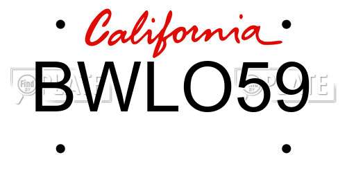 BWLO59 California License Plate