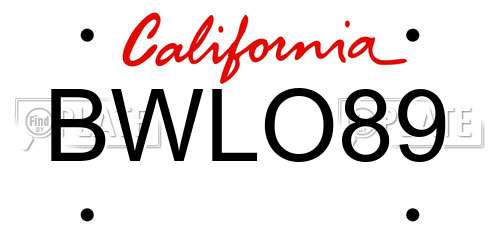 BWLO89 California License Plate