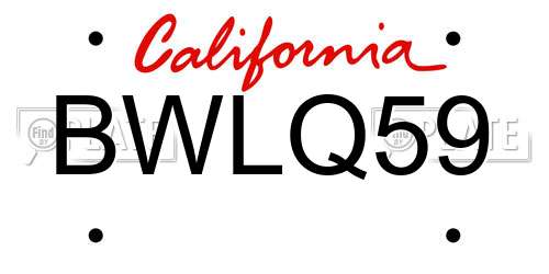 BWLQ59 California License Plate