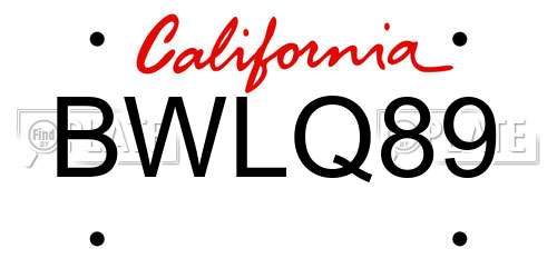 BWLQ89 California License Plate