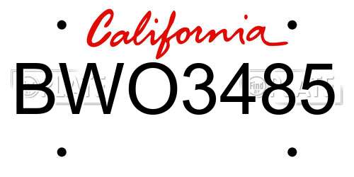BWO3485 California License Plate