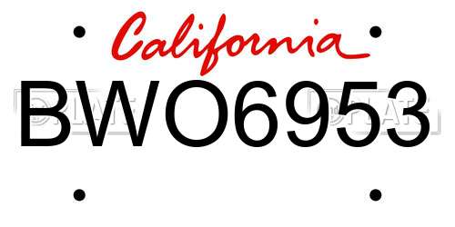 BWO6953 California License Plate
