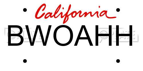 BWOAHH California License Plate