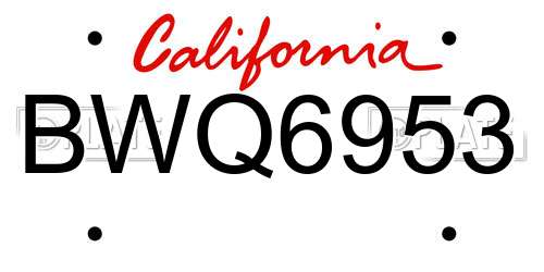 BWQ6953 California License Plate