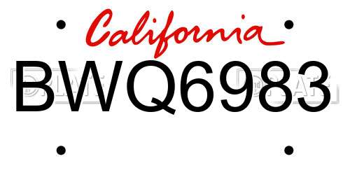 BWQ6983 California License Plate