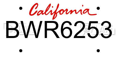 BWR6253 California License Plate