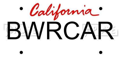 BWRCAR California License Plate