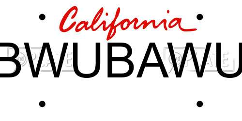 BWUBAWU California License Plate