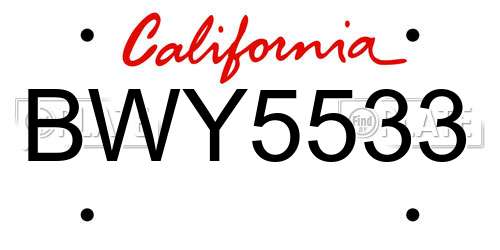 BWY5533 California License Plate
