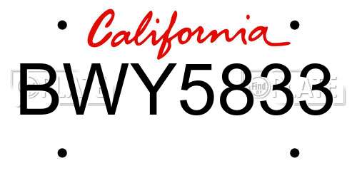 BWY5833 California License Plate