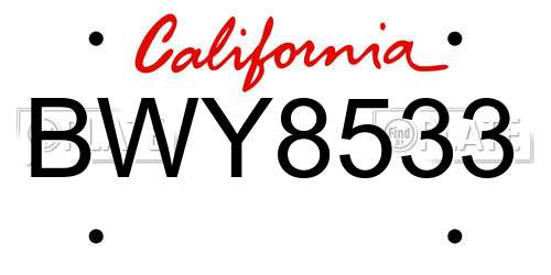 BWY8533 California License Plate