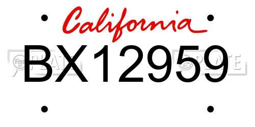 BX12959 California License Plate