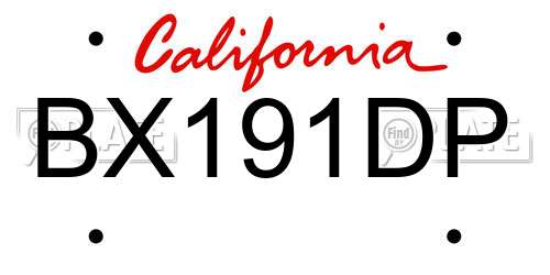 BX191DP California License Plate