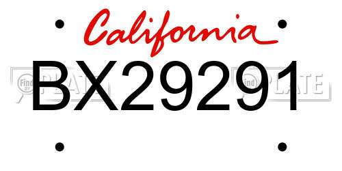 BX29291 California License Plate