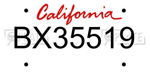 BX35519 California License Plate