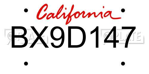 BX9D147 California License Plate