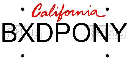 BXDPONY California License Plate