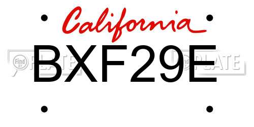 BXF29E California License Plate