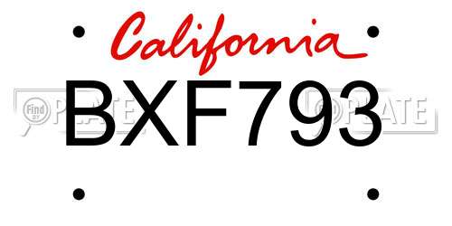 BXF793 California License Plate