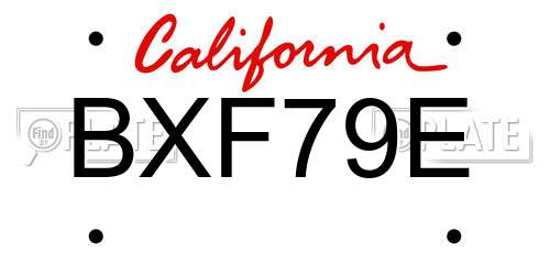 BXF79E California License Plate