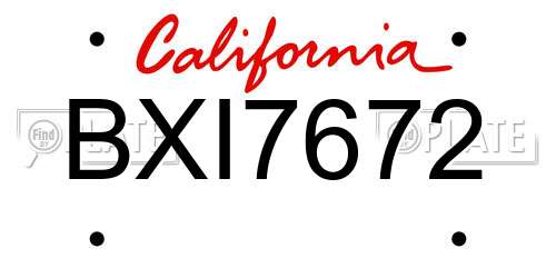 BXI7672 California License Plate