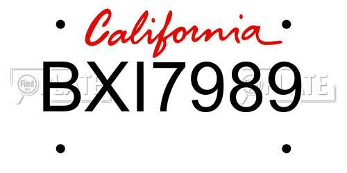 BXI7989 California License Plate