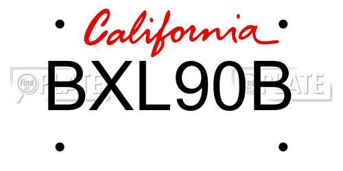 BXL90B California License Plate