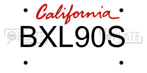 BXL90S California License Plate