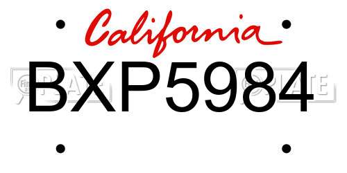 BXP5984 California License Plate