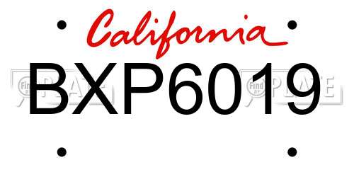 BXP6019 California License Plate