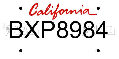 BXP8984 California License Plate