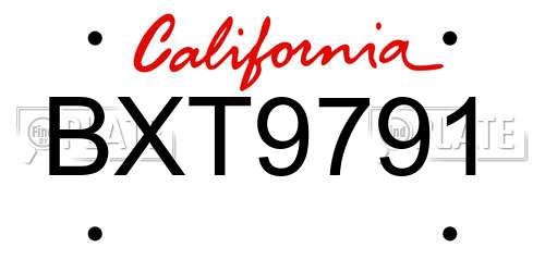 BXT9791 California License Plate