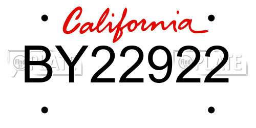BY22922 California License Plate