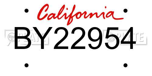 BY22954 California License Plate
