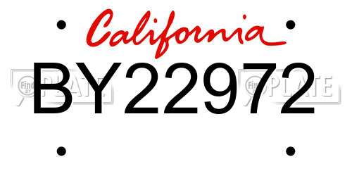 BY22972 California License Plate