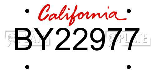 BY22977 California License Plate