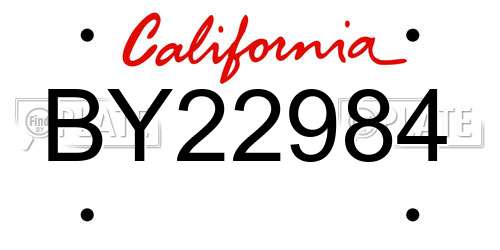 BY22984 California License Plate