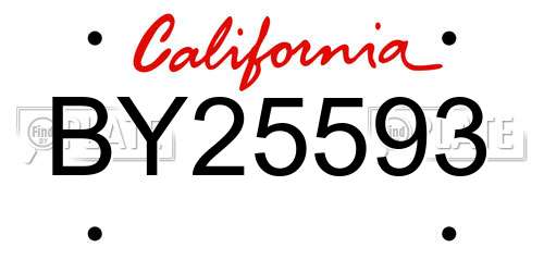 BY25593 California License Plate