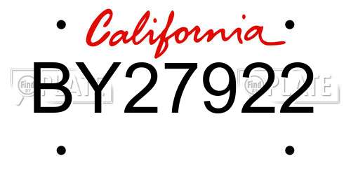 BY27922 California License Plate