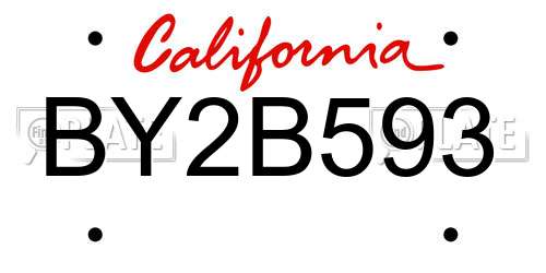 BY2B593 California License Plate