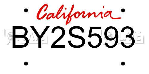 BY2S593 California License Plate