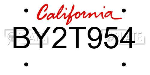 BY2T954 California License Plate