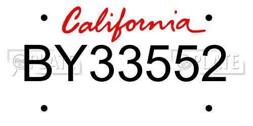 BY33552 California License Plate