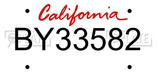 BY33582 California License Plate