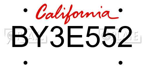 BY3E552 California License Plate