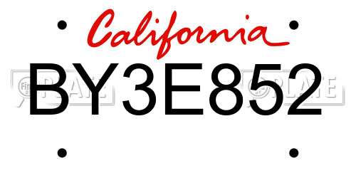 BY3E852 California License Plate