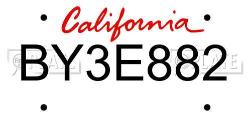 BY3E882 California License Plate