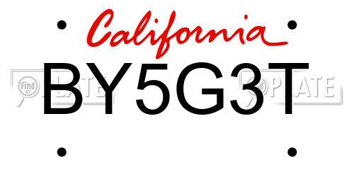 BY5G3T California License Plate